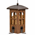 Vogelfutterhaus 25 x 25 x 35 cm aus Holz und Metall Braun zum Aufhängen