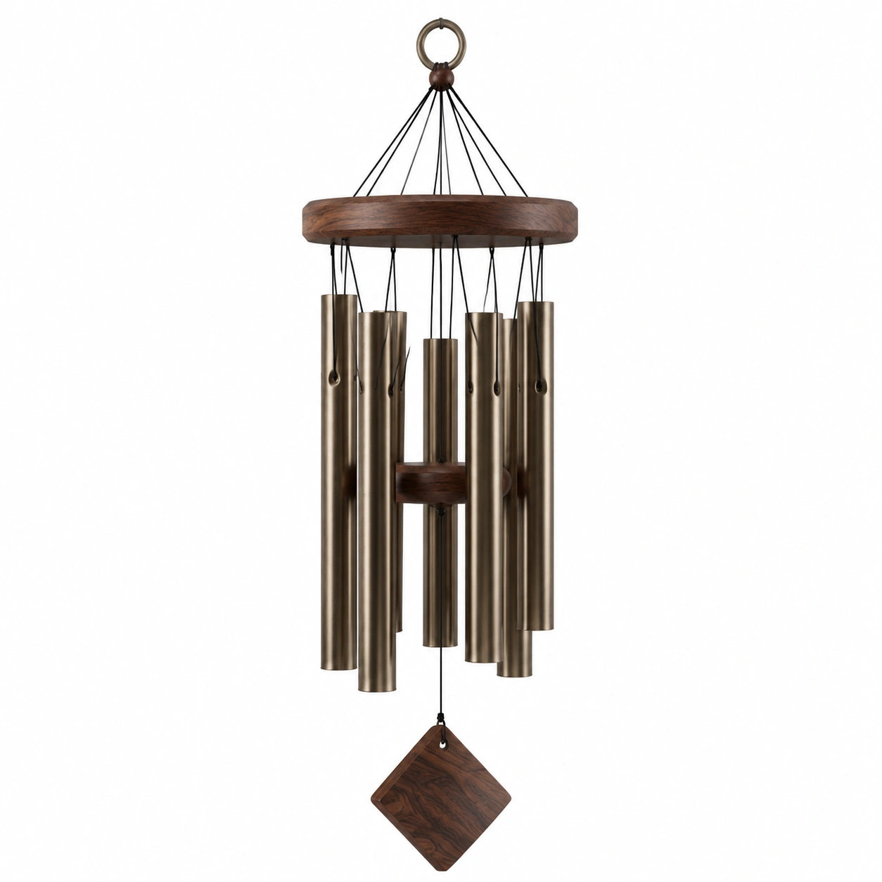 Windspiel 80 cm Metall Holz Braun Bronze Klangdekoration