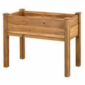 Hochbeet 100 x 50 x 80 cm aus Massivholz Braun - freistehender Pflanzkasten für Garten und Balkon