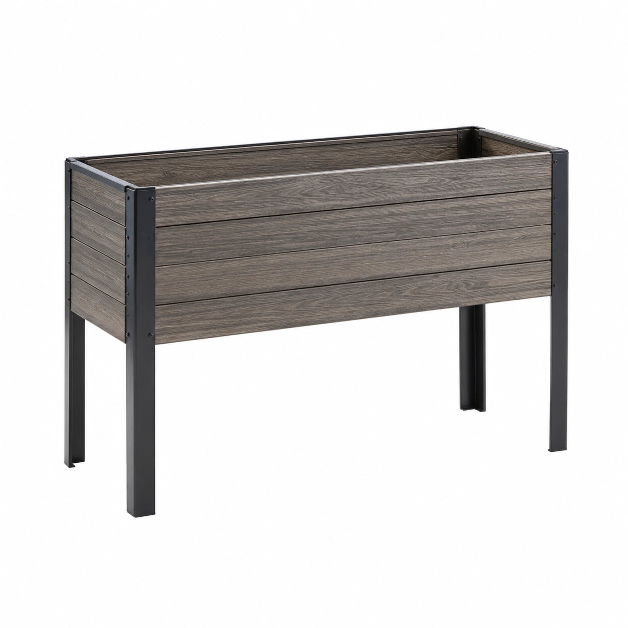 Hochbeet 120 x 60 x 80 cm WPC Stahl Grau Schwarz wetterfest