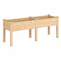 Hochbeet 200 x 80 x 80 cm aus Holz Natur mit zwei Pflanzbereichen