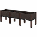 Hochbeet Set 3-teilig 80 x 30 x 70 cm Kunststoff Braun/Schwarz in Rattanoptik für Garten und Balkon