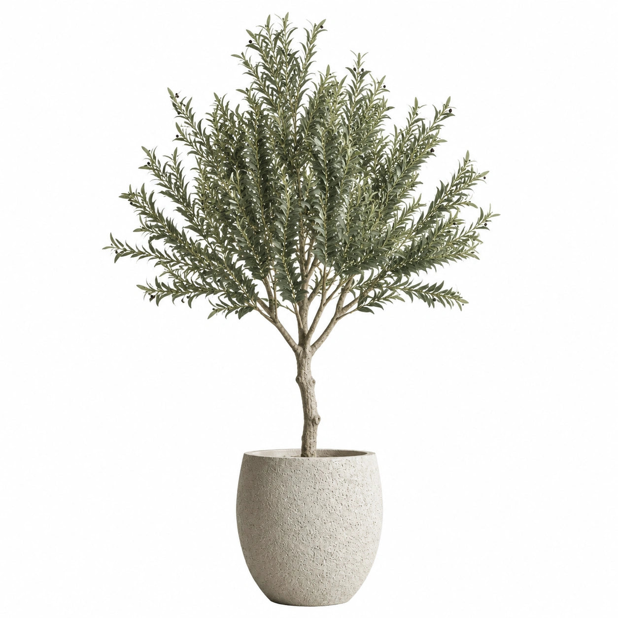 Künstlicher Olivenbaum 180 cm aus Kunststoff Grün für den Innenbereich mit Pflanztopf