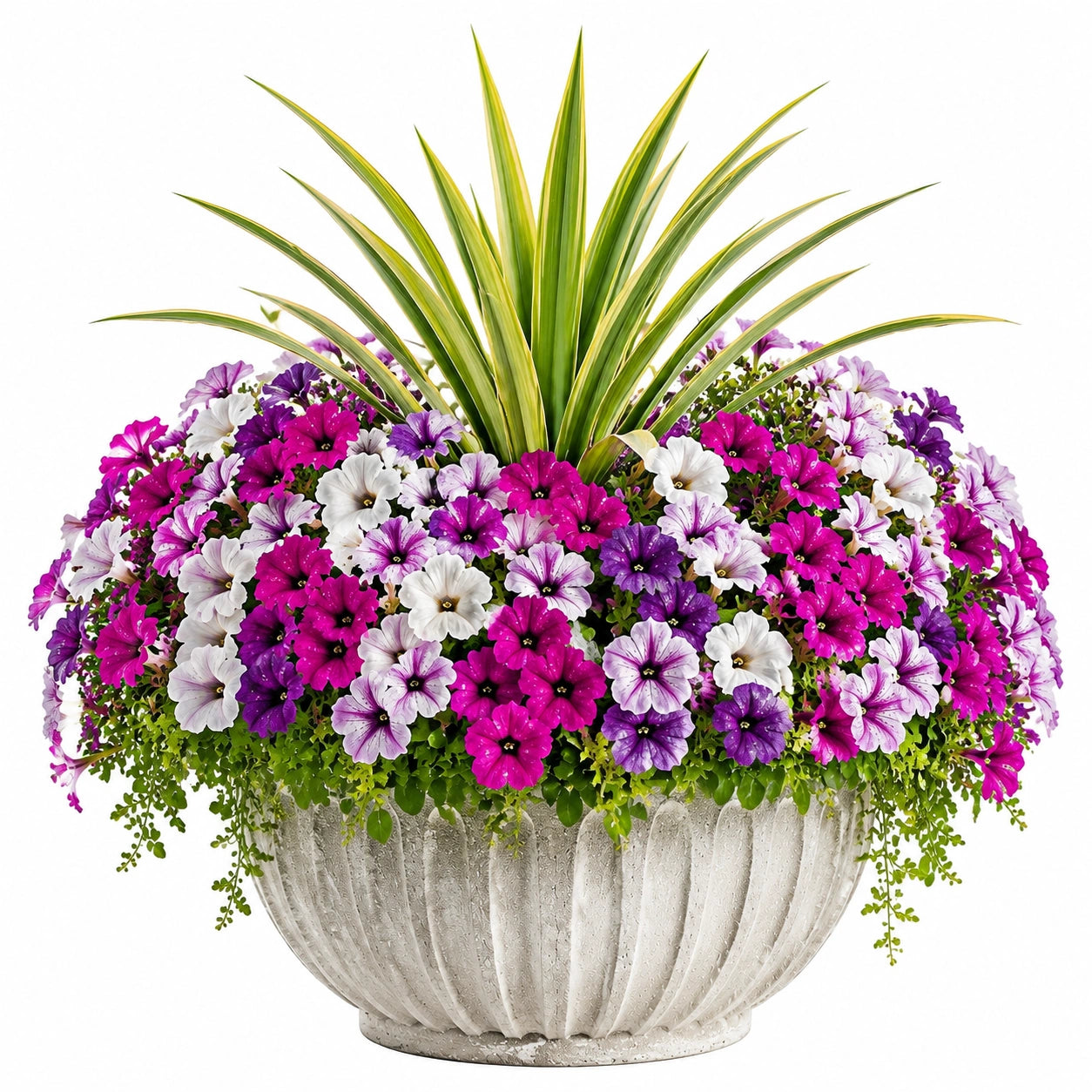 Künstliche Topfpflanze 65 cm Kunststoff Weiß Grün Violett Magenta Dekoratives Blütenarrangement